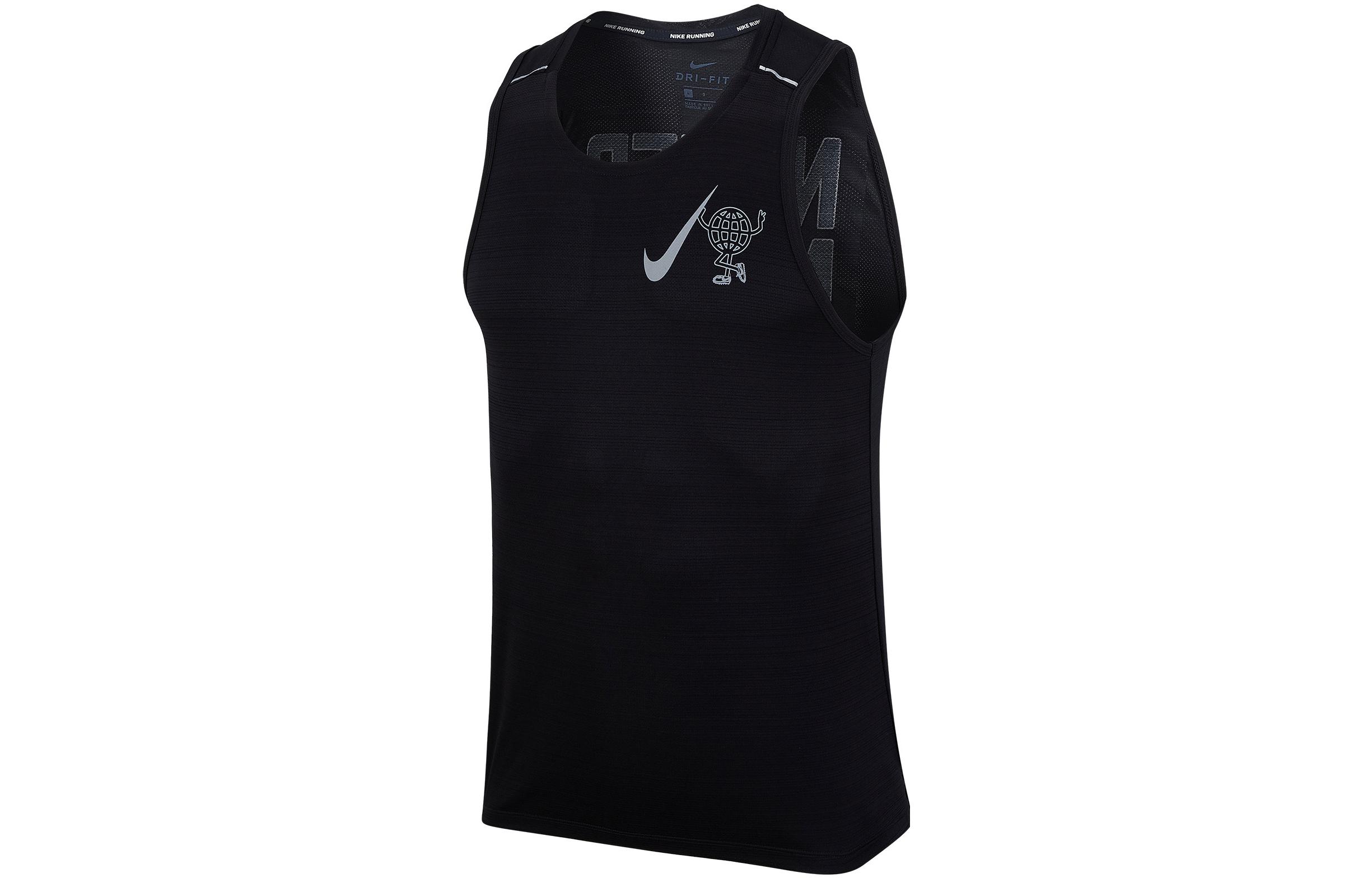 Nike MILER Tank Tops Men s Black Crew Neck Moderate Straight Fit DD1554-010 S