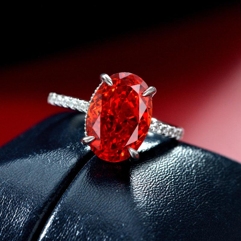 Gica Gema Anillos Ovalados Para Mujer Niña Plata de Ley 925 9*13mm Circonita Rosa Blanca Boda Compromiso Aniversario Joyería Regalo