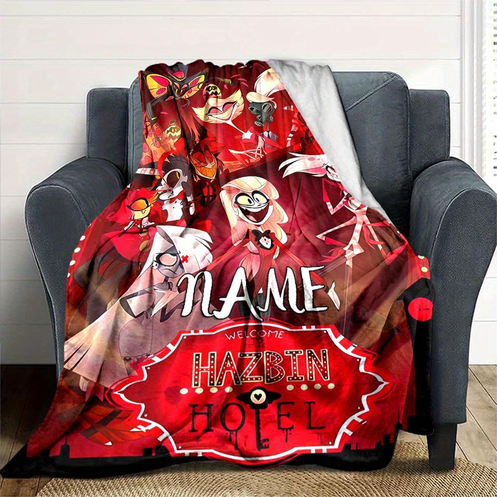 Hazbin Hotel Customizable Name Flannel Blanket Comfortable All Seasons Suitable For Sofas Beds Travel Camping Office Decoration Perfect Gift For