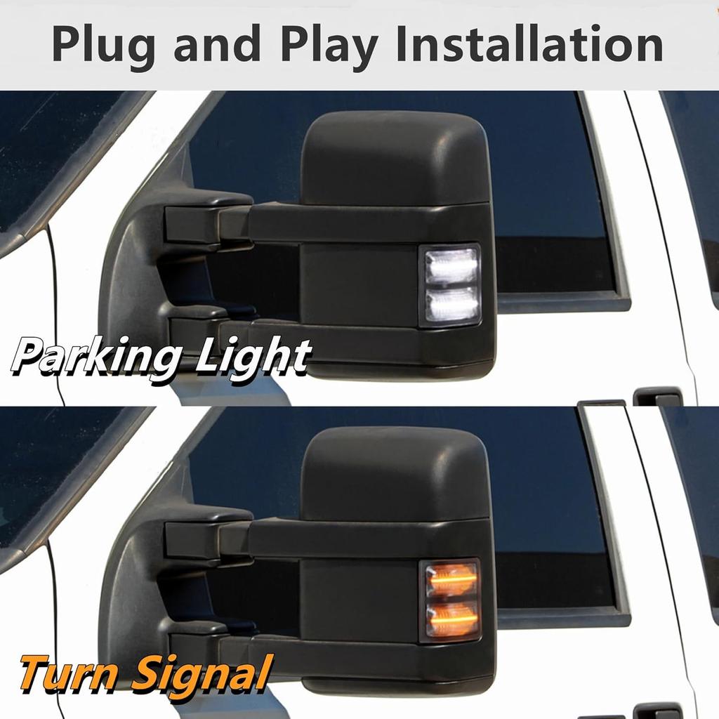 Yankok LED Side Mirror Marker Lights for Ford F150 2013-2014, F250 F350 F450 F550 Super Duty 2008-2016 Pickup Truck T10 Plug Smoked Lens White and