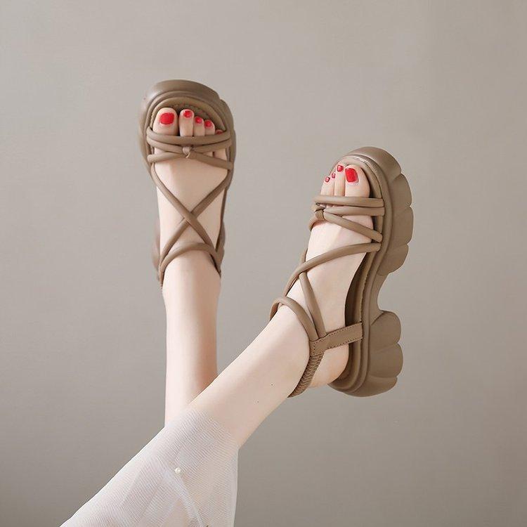 

Sandals female summer new fairy style with skirt platform open-toed Roman sandals 35 чёрный
