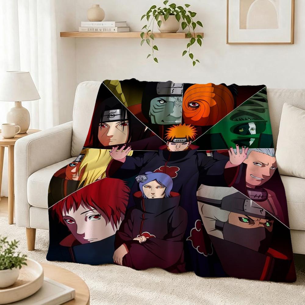 Naruto'S Akatsuki Members Theme Cute Flannel Blanket Machine Washable Fleece Blanket For Living Room Sofa Balcony Home Decor New Year Gift