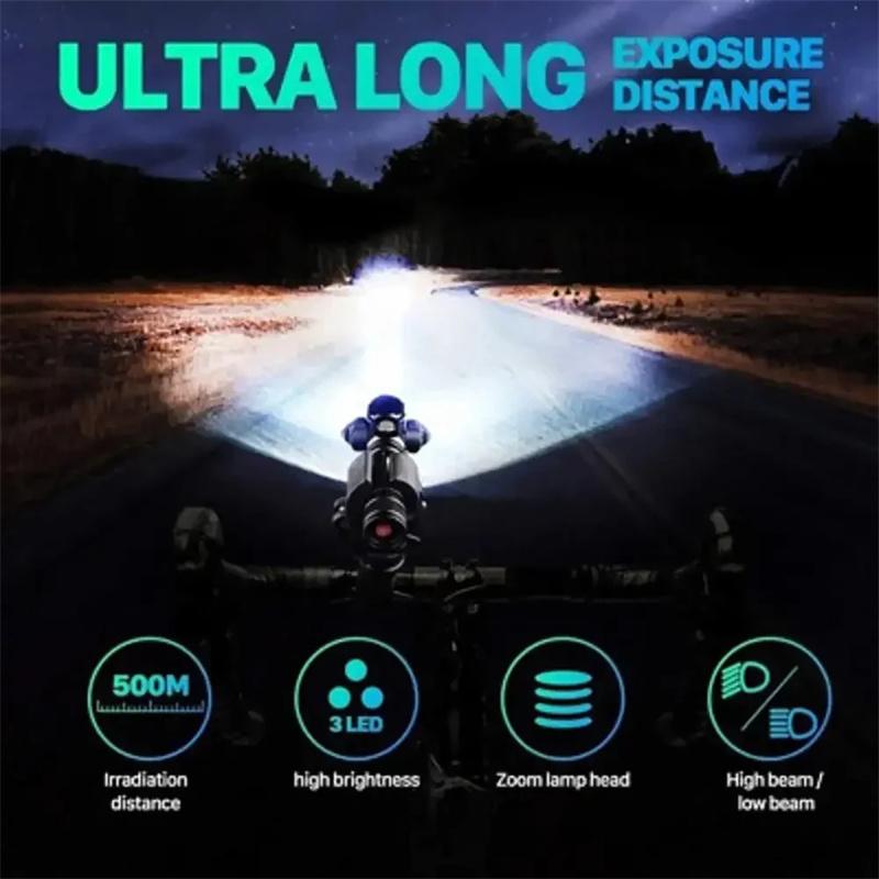 

Portable Bicycle Flashlight 6000Lm Usb Bike Front Lights Ipx5 Waterproof With Bracket Cycling Light 3 Bike Headlight