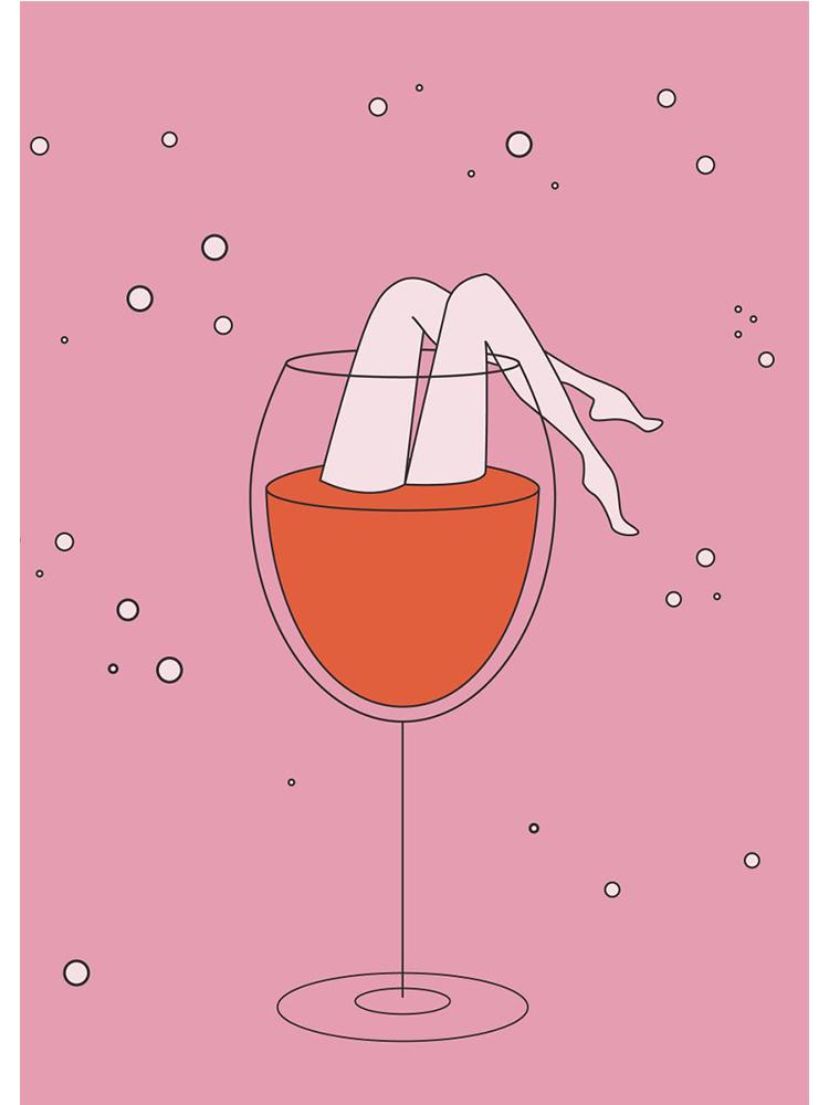 Funny Leg Lets Drink Pink Wine Cocktail Martini Posters Canvas Paintiing Nordic Wall Art Picture For Living Room Home Decor