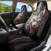 2 Stück Wolf Auto-Sitzbezüge - Realistisches Wolfsdesign mit roten Augen & Fell, Passend für einzelne Vordersitze, Strapazierfähiges Polyester, Maschinenwasch