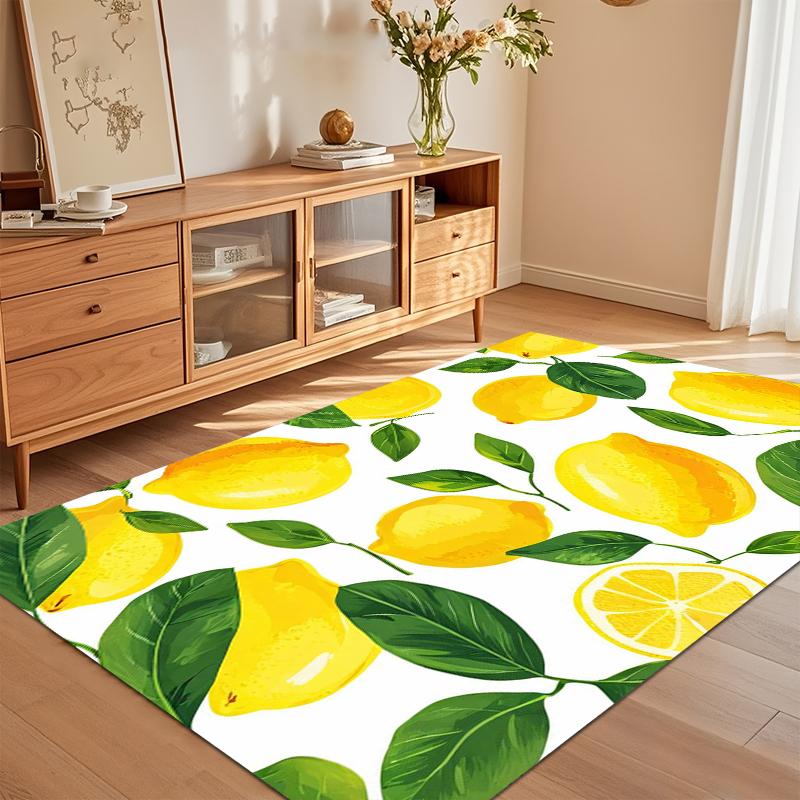 

New Arrival Fresh Watercolor Lemon Leaf Area Rug Non Slip Soft Floor Carpet for Living Room Bedroom Nursery Entryway Decor 40cm x 60cm