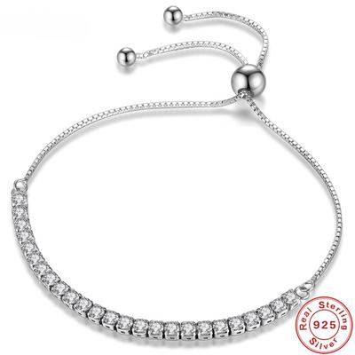 925 Sterling Silver Bracelet Elegant Zircon Tennis Crystal Chain For Women Fashion Noble Engagement Wedding Hot Gift