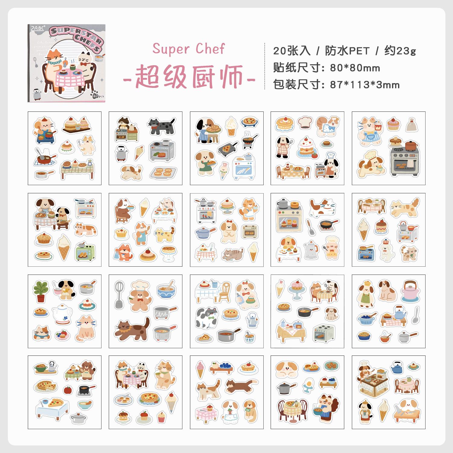 20sheets Vitality Full Grid Series Kawaii Cartoon Die Cutting Sticker Book DIY Diary Scraper Book Decor Journal Supplies