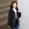 Yalu Damen Mittellange Daunenjacke mit Kapuze