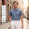MONTAGUT Men's Silk Blend Business Embroidered Polo Shirt