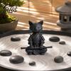 Cat Themed Home Decor 3D Printed Knight Figurine, Meditating Desk with Zen Warrior Pose, Showcase Ornament Minimalist Frosted Animal Sculpture
