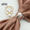 Elegant Scarf Accessory 2 Pcs Ring Clip Faux Pearl Belt Buckles Metal Clothes Knot Tool Slides Button Shirt Ties Clips for Women Dress Clothing