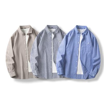 Camisa xadrez masculina outono vintage solta e versátil camisa de manga comprida