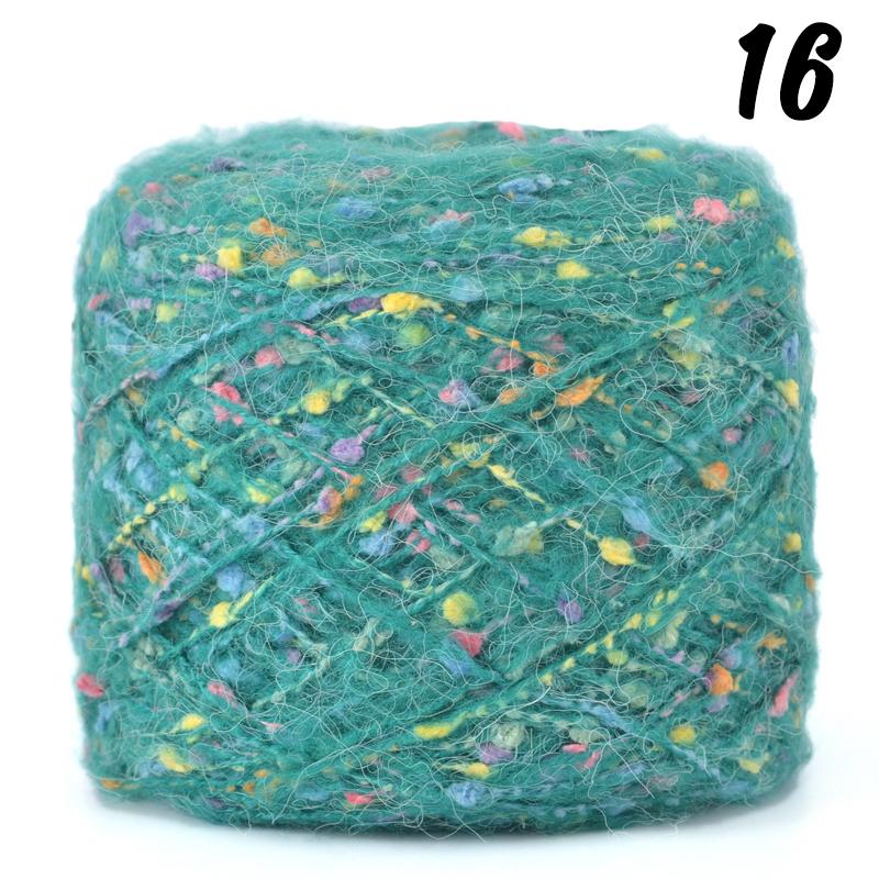 Mohair Yarn Ball with Rainbow Candy Beans Embellishment Soft Wool for Sweater Scarf Bag DIY Crochet Colorful Ball Thread