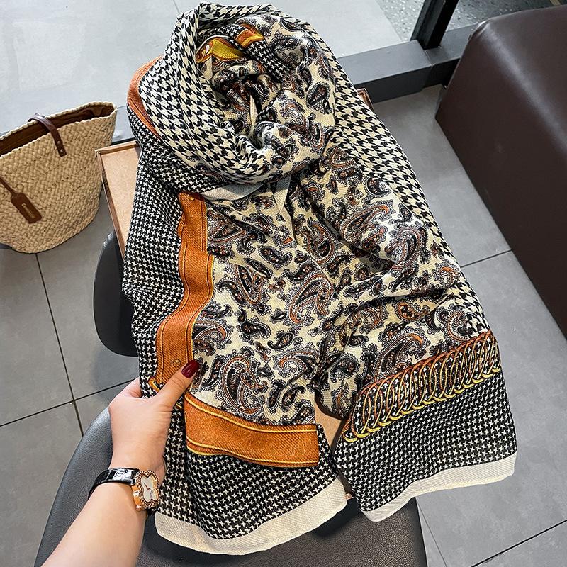 Luxury New Women Cotton Scarf Large Shawls Pashmina Hijab Foulard Echarpe Brand Designer Print Lady Beach Stole Head Scarves