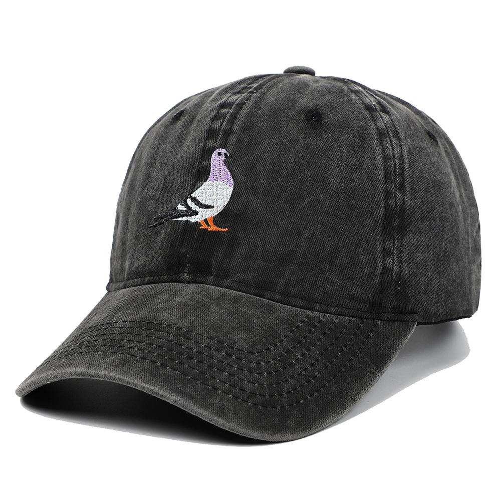 Casquette de baseball unisexe brodée de pigeon, protection solaire, lavée, chapeau de sport d'extérieur pour hommes et femmes, décontracté
