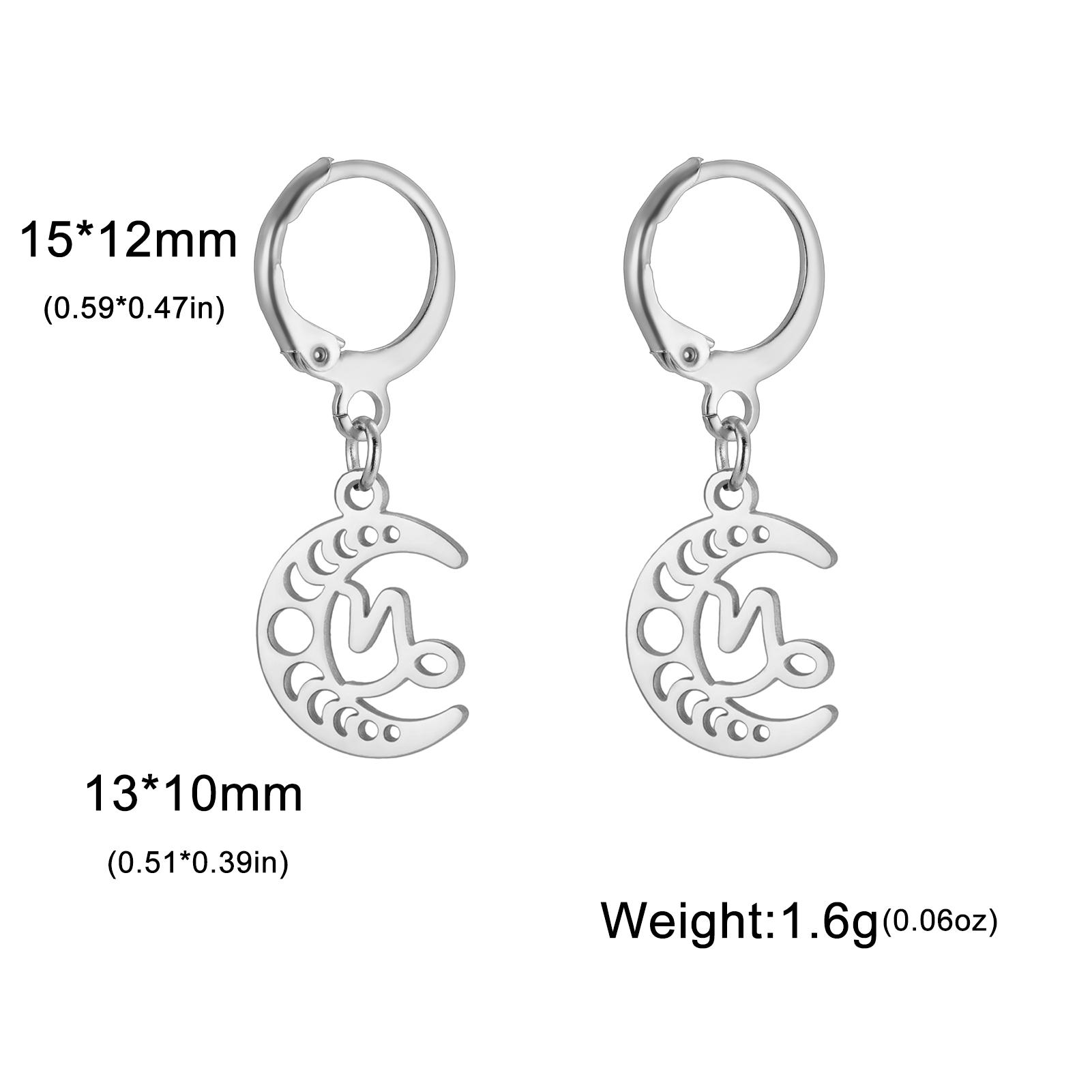 

LIKGREAT Celtic 12 Constellation Moon Dangle Earrings Stainless Steel Women Girl Crescent Star Zodiac Sign Jewelry Birthday Gift Steel Color
