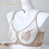 French Letter Embroidery Semi-transparent Mesh Heart Cup Bra Light and Thin Breast-revealing Small Memory Wire Support Bra