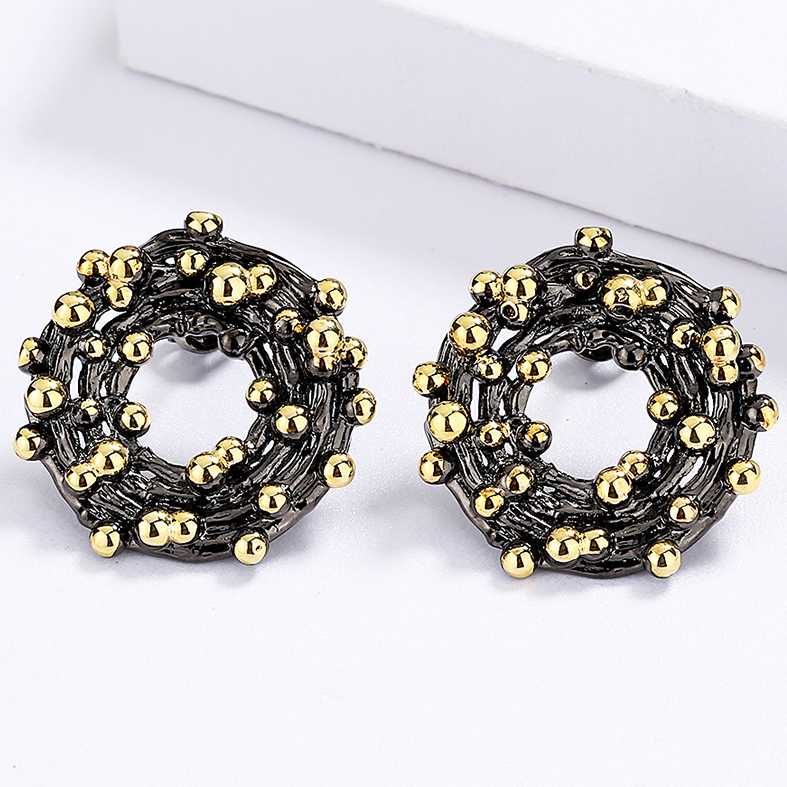 Sace Gems Ethnic Vintage Earrings Luxury Two Tone Stud Earring for Women Trendy Jewelry