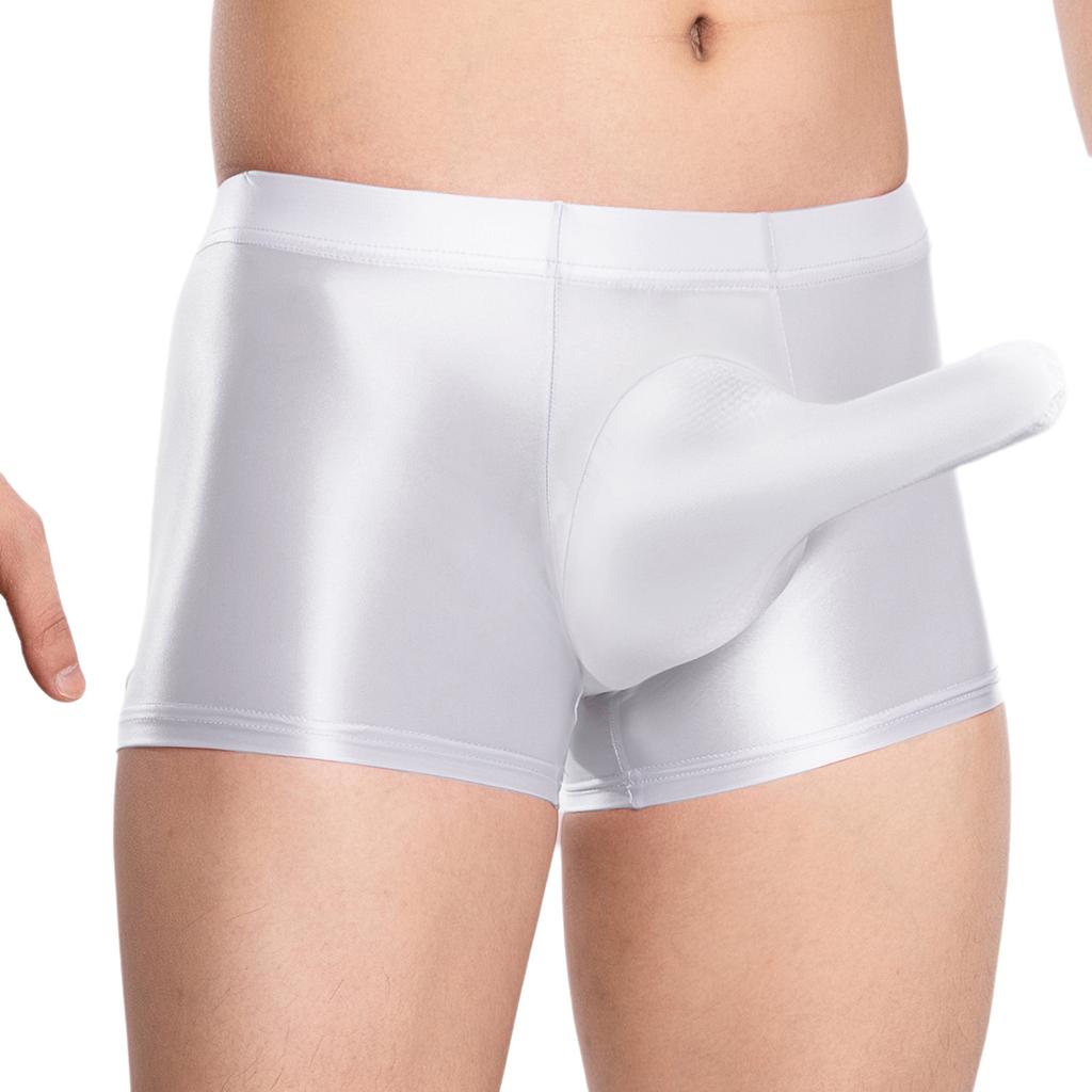 Herren Glänzende Atmungsaktive Unterwäsche Niedrige Leibhöhe Scheide Beutel Elastischer Bund Slips Bade-Schlaf-Shorts