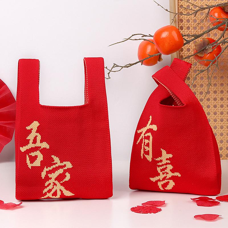 

Портативная мини-сумка-тоут в полоску, вязаная вручную сумка, женская сумка-узел на запястье, сумка-ведро для телефона, большая вместимость, осенне-зимние сумки