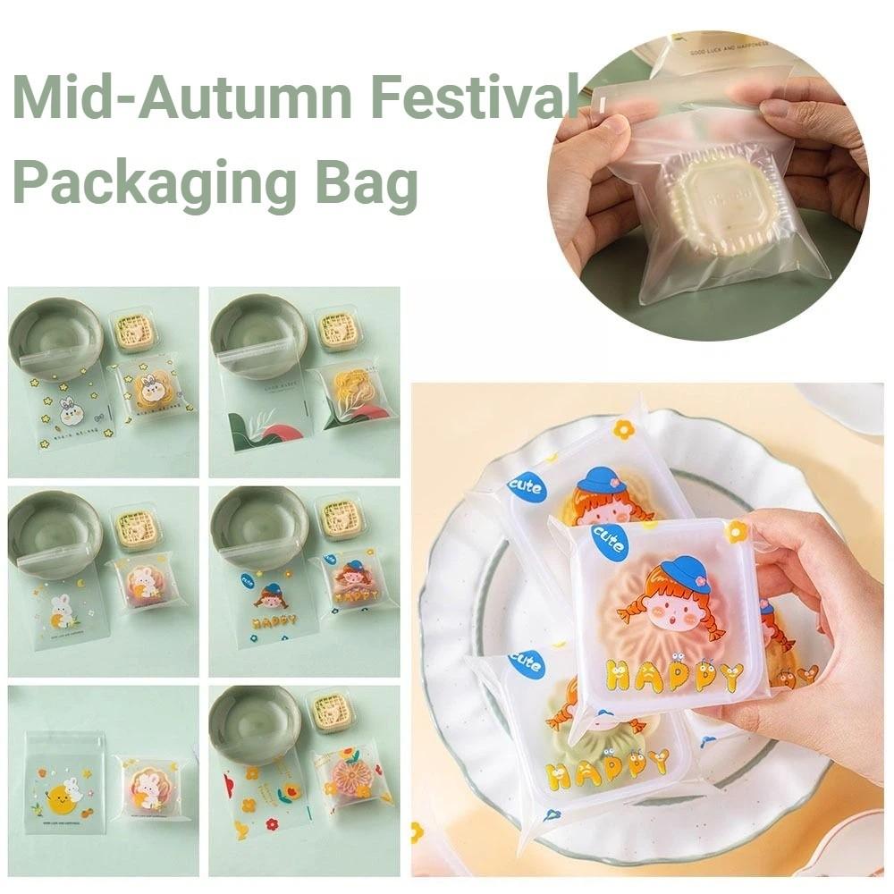 100 Stück/Packung Mond-Stern-Muster Mondkuchenfest Keksbeutel Mondkuchen-Verpackungsbeutel Mungobohnenkuchen