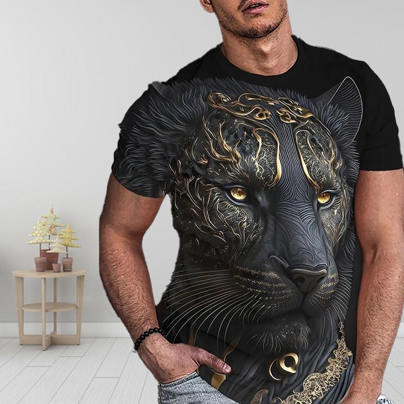 Nueva camiseta de moda de verano para hombre con personalidad y estampado cruzado.