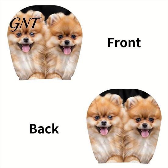Cute Dog Print Car Accessories 2Pcs Headrest Covers, Breathable Auto Seat Durable Fade Resistant Decor Protectors, Stretchy Universal Interior for SUV