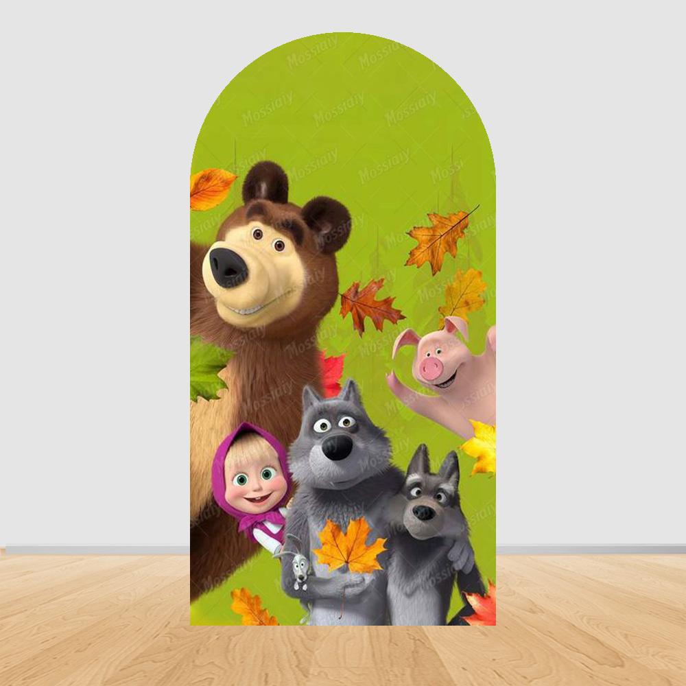 Children's Birthday Theme Party Decoration Arch Backdrop Cover Girl and Bear Birthday Background Decor Baby Shower Supplies