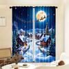 2pcs Christmas Snowman Santa Sleigh Printed Curtains, Designed for Light Filtering, Quality Material, Perfect for Christmas Holi