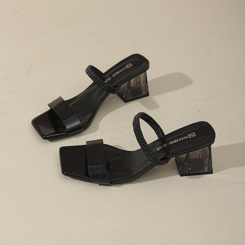 

Large size high heels summer new fashion versatile casual women s shoes thick heel temperament cool slippers 43