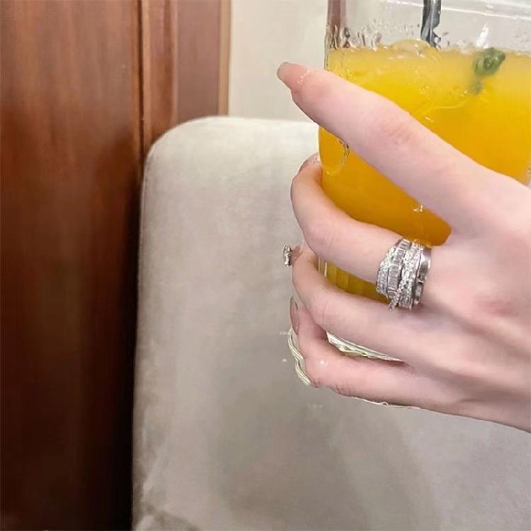 Elegant Multi Row Cubic Zirconia Open Ring Engagement Wedding Band Gift for Her Wedding Anniversary Jewelry