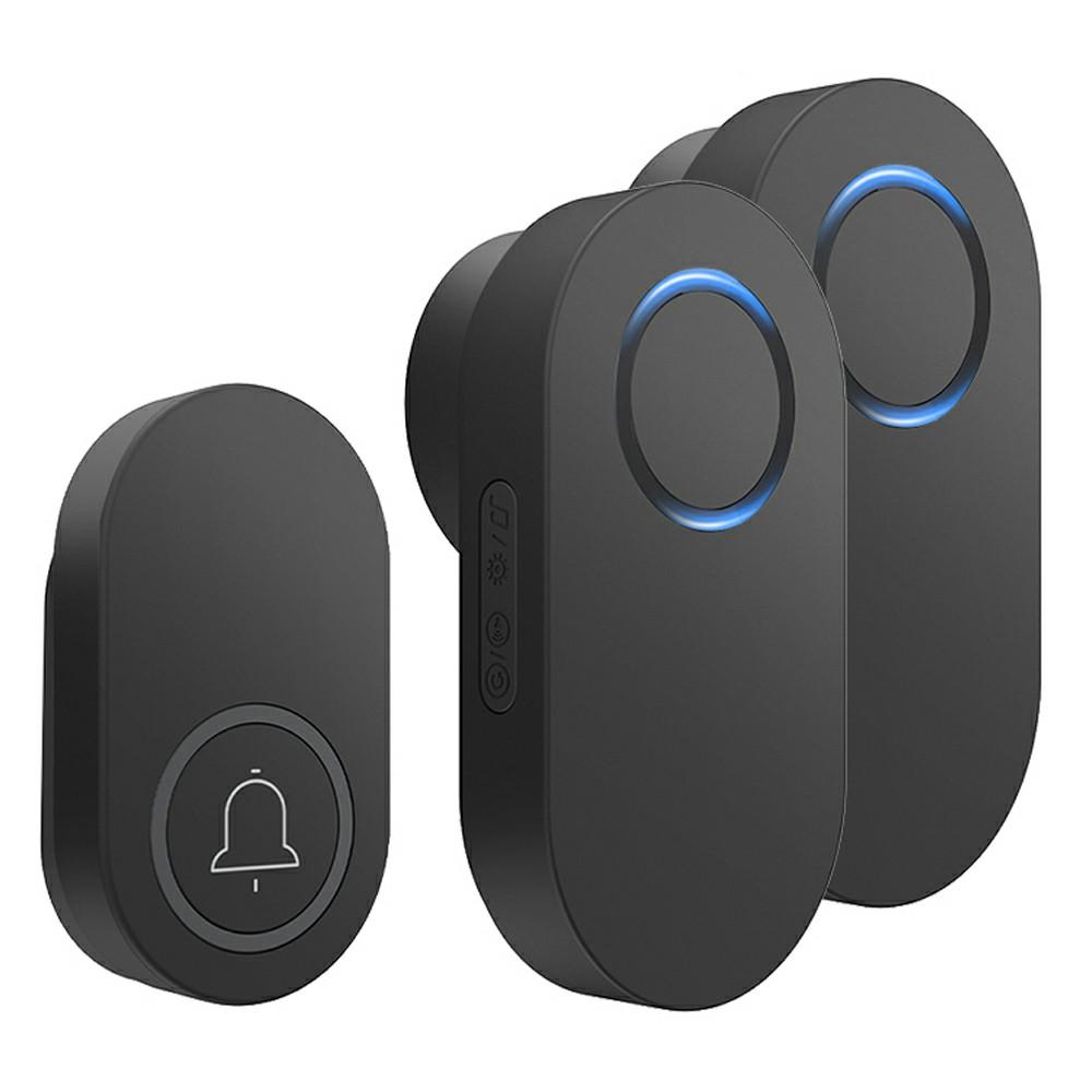 

ML008-B-12UK 60 Melodies Wireless Self-Powered Doorbell Ring UK Plug/Black,1 Transmitter + 2 Receiver A