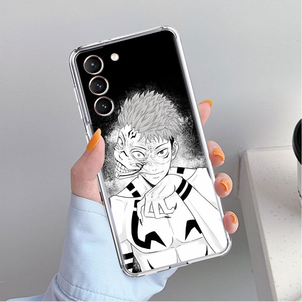 Niedliche Jujutsu Kaisen Anime Klare Hülle für Samsung Galaxy S22 S20 FE S21 S10 S9 Plus Note 20 Ultra 10 Lite Transparente Handyhülle