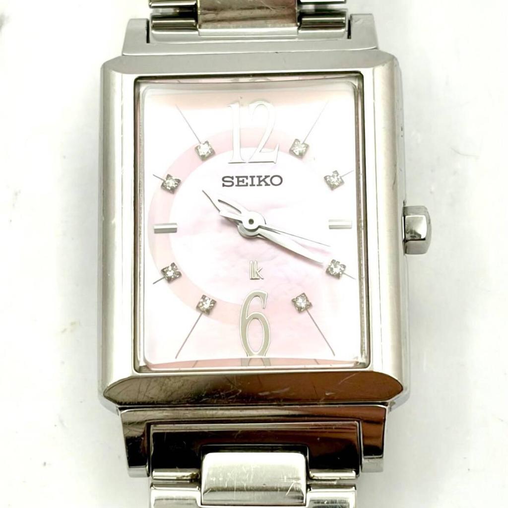 [New battery] SEIKO lk Rukia ladies watch 8P diamond pink shell square 1N01-0JP0 650383