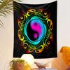 Colorful Yin Yang with Neon Swirls Patterned Tapestry Decorative Wall Hanging, Home Bedroom Living Room Decor