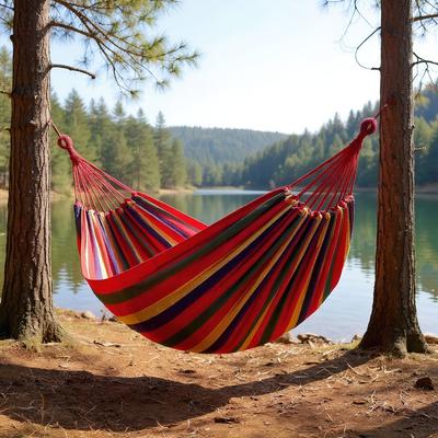 Hamac din Pânză de Exterior - Suportă 200kg Leagăn de Camping cu Frânghii pentru Copaci pentru Grădină Curte