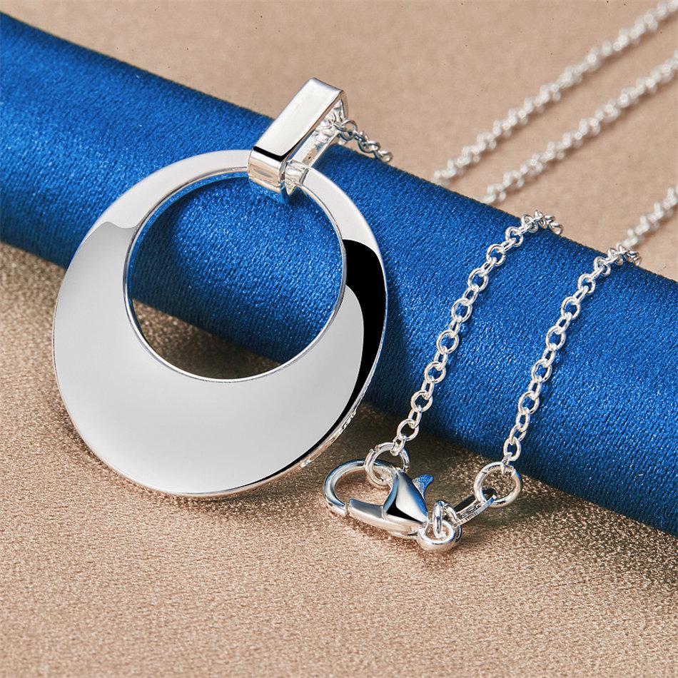 925 sterling silver 16-30 inch exquisite round pendant necklace for women's fashion wedding accessories, jewelry gifts