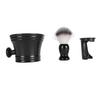 Beard Lathering Brush with Stand Bowl 3 in 1 Soft Nylon Hair Residuals Removal Quick Dry Foam Brush Stand Bowl