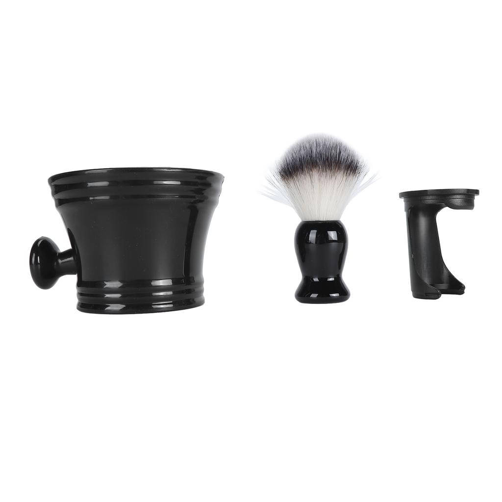 Beard Lathering Brush with Stand Bowl 3 in 1 Soft Nylon Hair Residuals Removal Quick Dry Foam Brush Stand Bowl