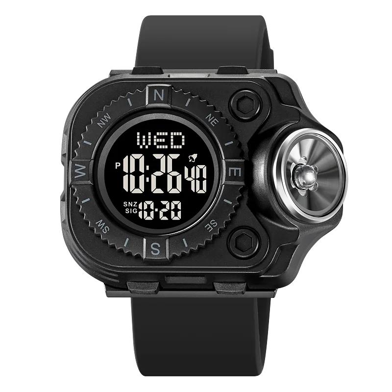 

SKMEI креативный светодиодный фонарик, спортивные часы с обратным отсчетом, мужские цифровые наручные часы с подсветкой, водостойкий будильник, секундомер, часы чёрный