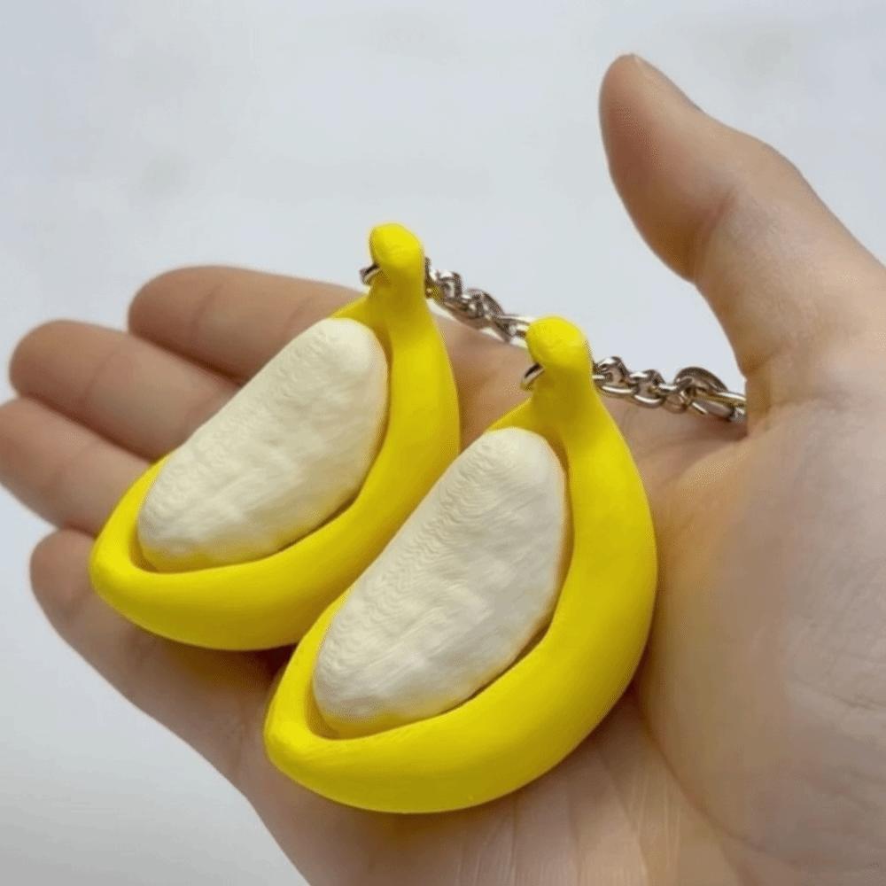Clickable Button Banana Keychain Banana Shape Fidget Clicker Mechanical Switch Toy Desk Fidgeting