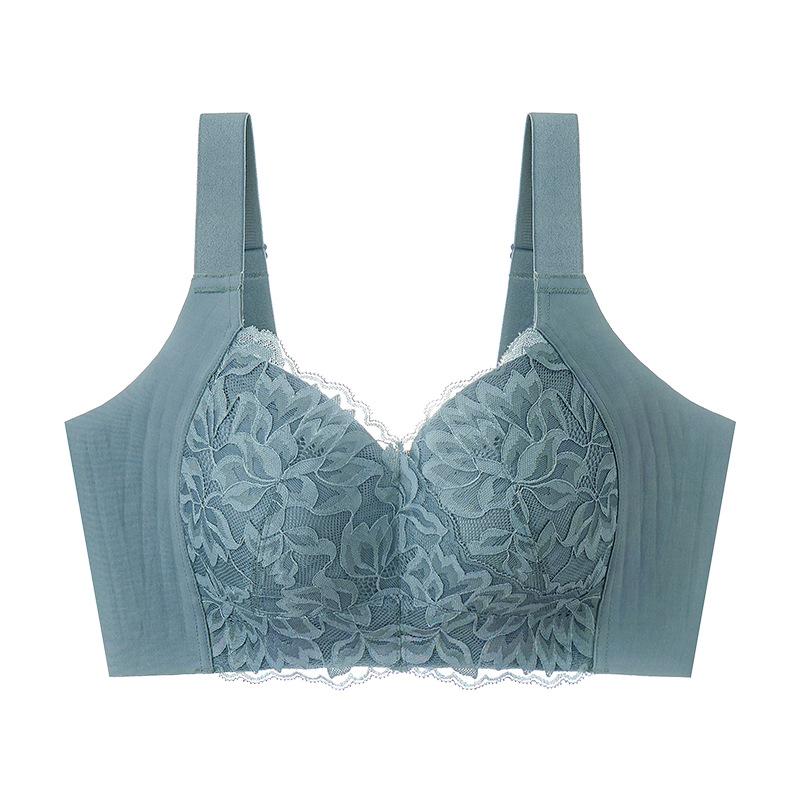 Tira de gelatina ropa interior de soporte suave para mujer senos grandes muestran pequeños copa completa sin aro de acero anti-flacidez sujetador de ajuste de pecho