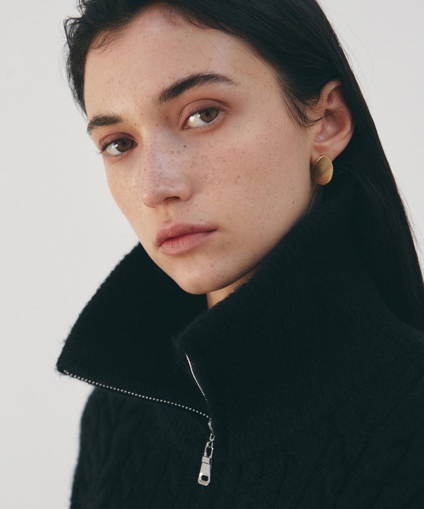 Nigaennikol Nicole Twist Sweater Zip Up_Black