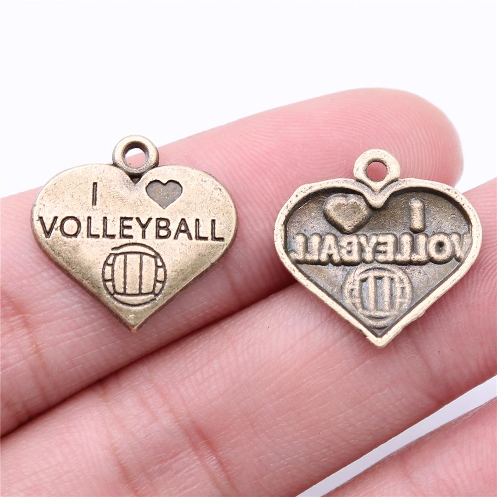 20pcs Sport Charms Volleyball Charms For Jewelry Making Antique Bronze Silver Color Pendants DIY Crafts Making Findings