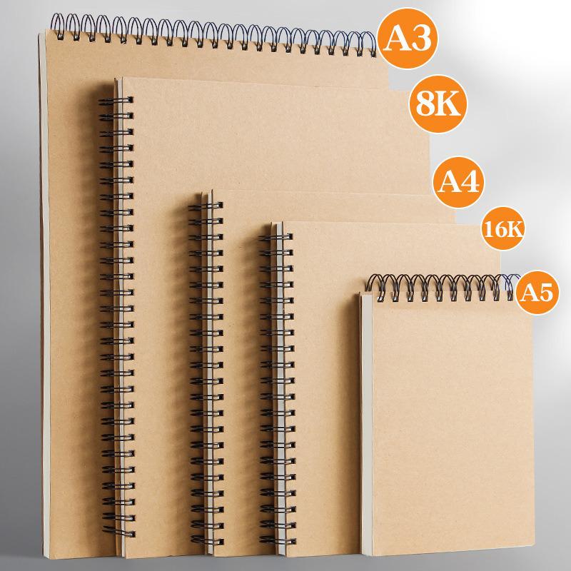 Coil-Bound Hardcover Sketchbook – Multiple Sizes: A3, A4, A5, 4K, 8K, 16K, 32K for Art and Drawing