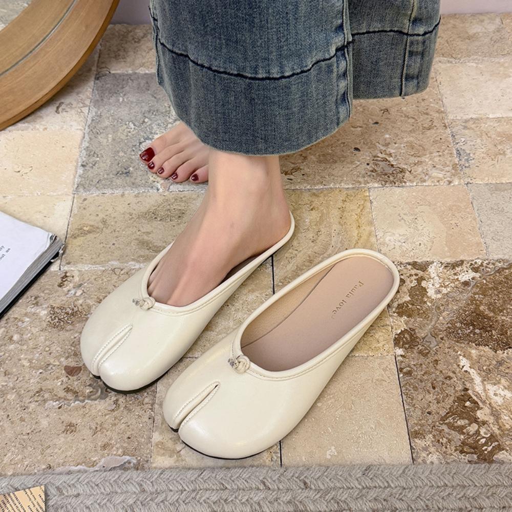 Fashion 2025Women Split Toe Flats  Shoes Woman Microfibe Comfy Flats Slippers Soft Bottom Loafers Slip on Beach Slides