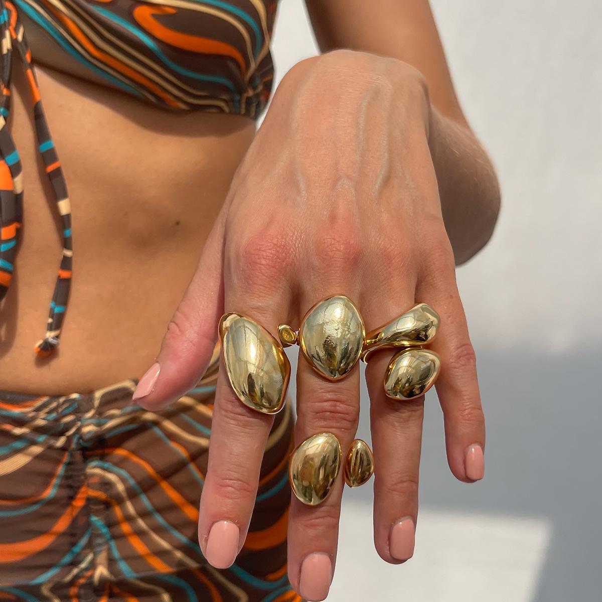 

DIEZI One Set Vintage Hip Hop Metal Rings For Women Men Girls Punk Gold Silver Color Geometric Knuckle Joint Ring Jewelry