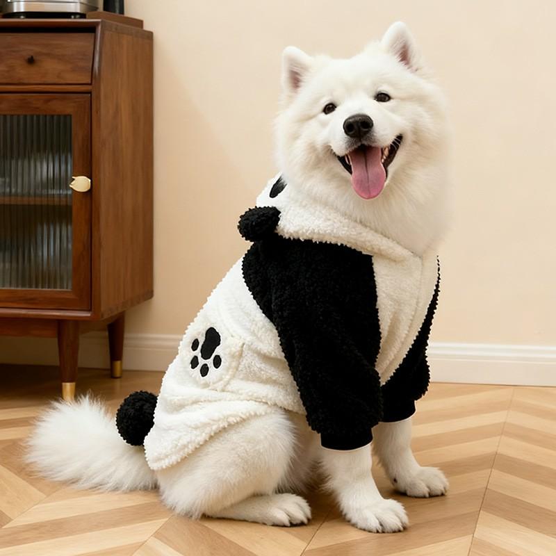 Warm Winter Dog Sweater Large Breeds Golden Retriever Samoyed Panda Style Two-Legged Coat