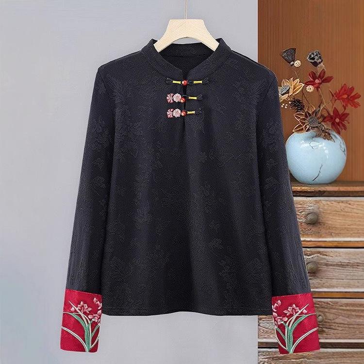 

Autumn Retro Blouse with Embroidered Frog Buttons 3XL (120-135 lbs)